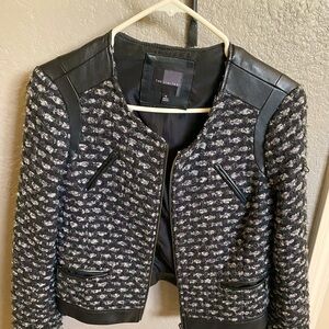 The Limited Black and Gray leather tweed Women's Jacket
